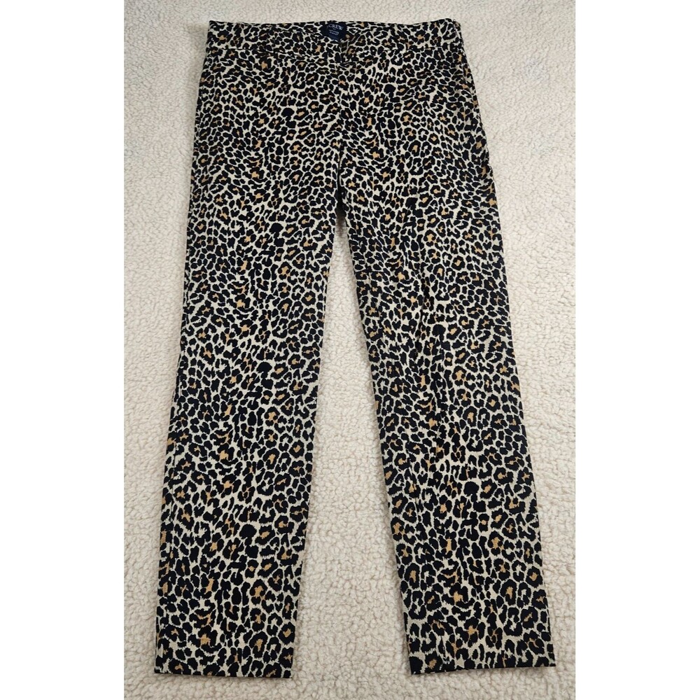 J.Crew Winnie Pants Womens 2 Leopard Print Slim Ankle Stretch Career Animal